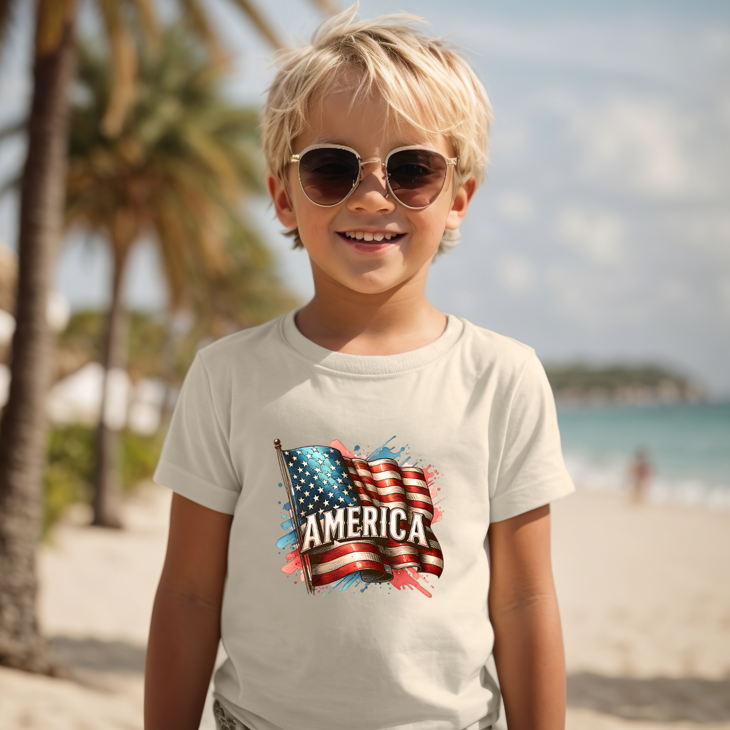 America With Flag (Kids)