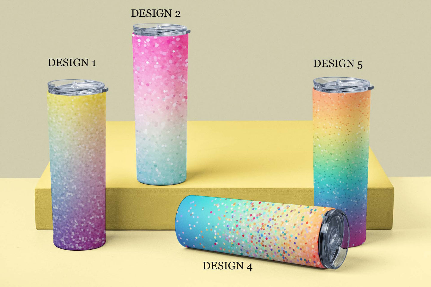 Rainbow Glitter Tumblers (5 designs)
