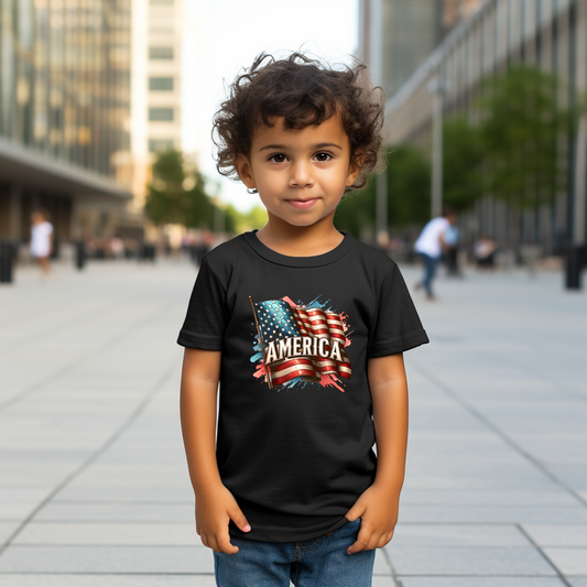America With Flag (Kids)
