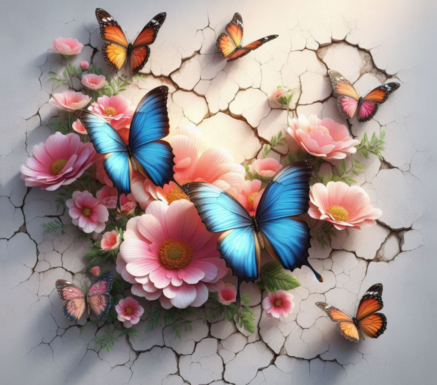 Butterflies And Flowers On Cracked Wall Tumbler