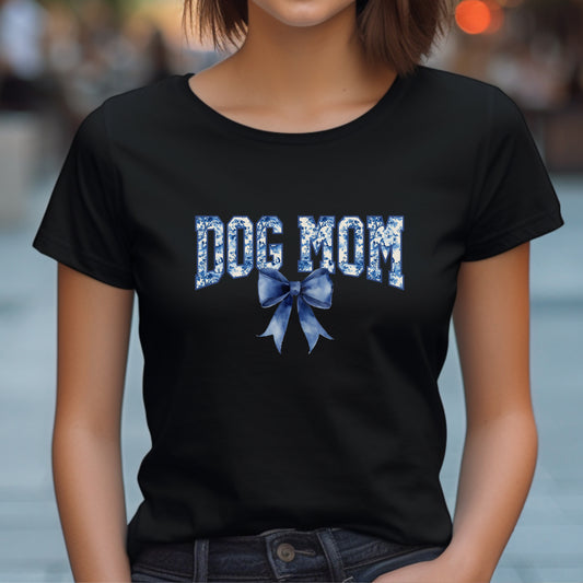 Dog Mom Blue Bow