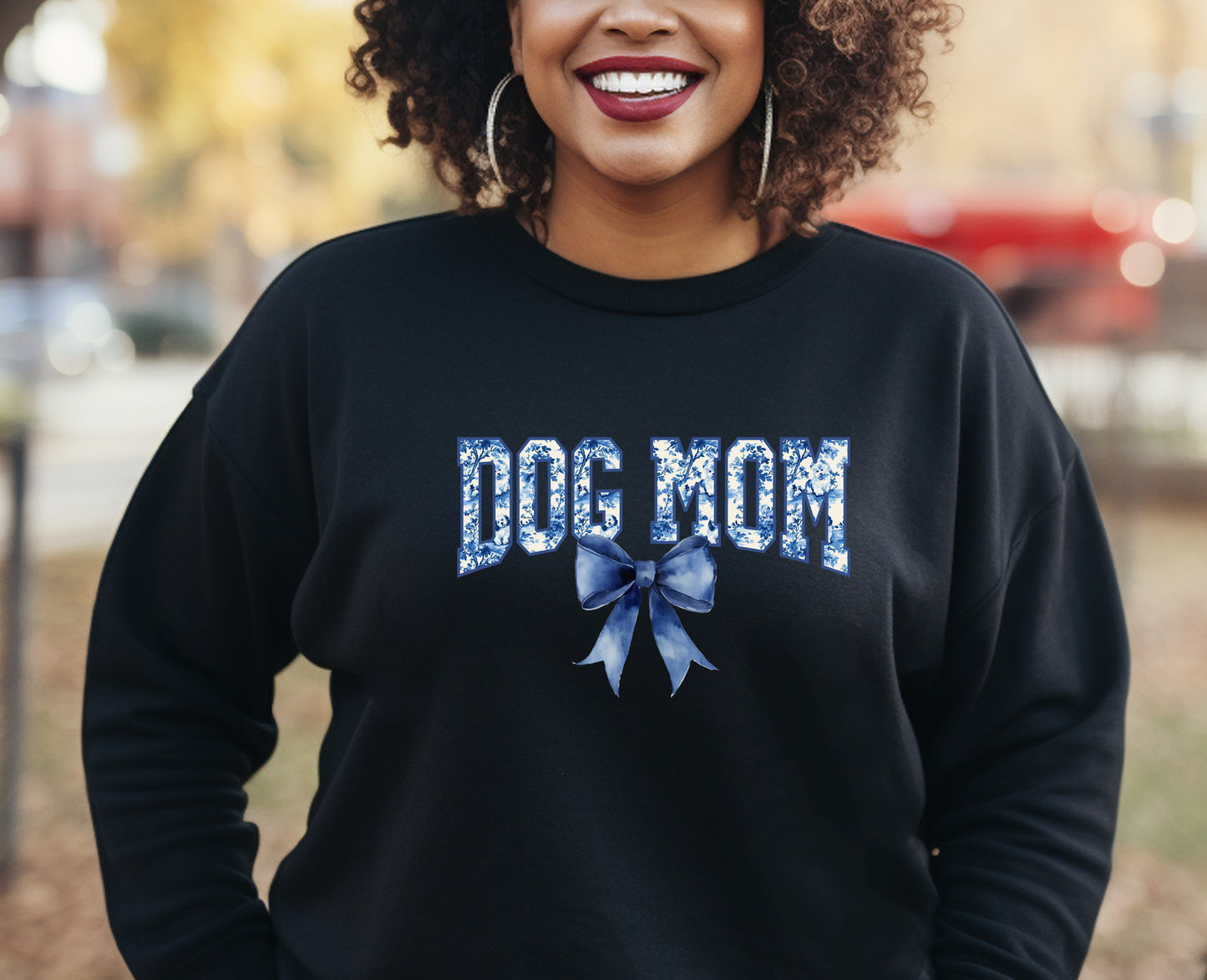 Dog Mom Blue Bow