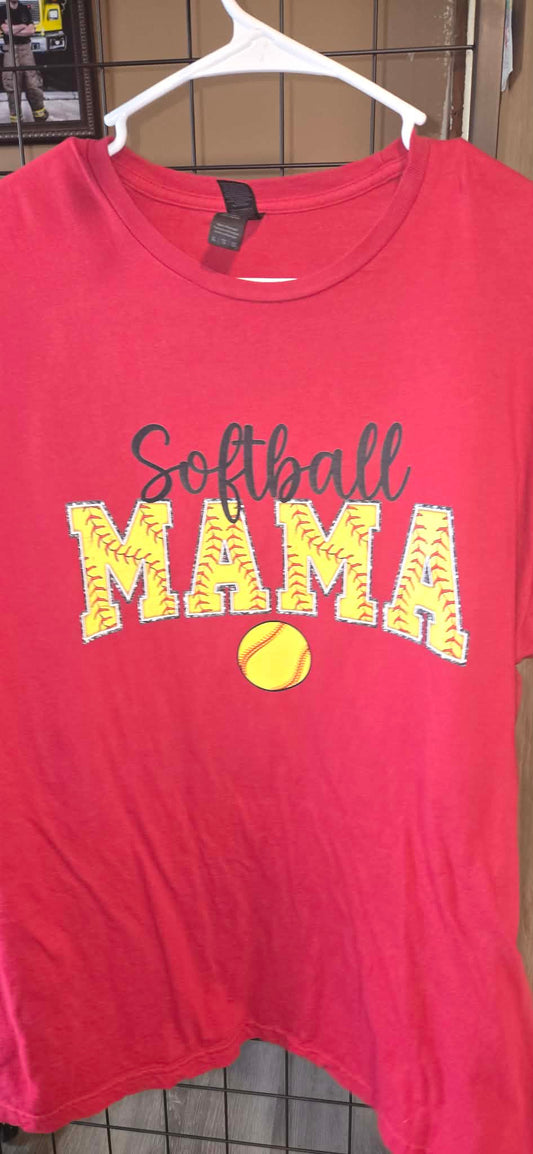 Softball Mama Crew Neck T-shirt - Size XL (CLEARANCE)