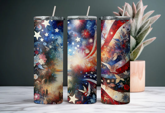 Patriotic Lake 20 oz Stainless Steel Tumbler